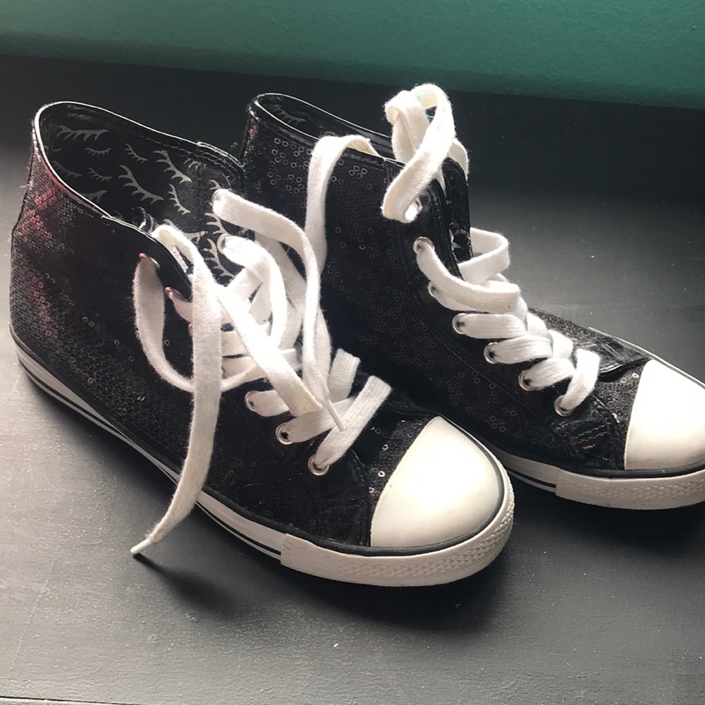 Gotta Flurt Black Sequin Sneakers